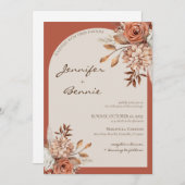 Terracotta Brown Bohemisch Botanischer Garten Einladung (Vorne/Hinten)