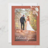 Terracotta Brown Bohemische Flora Rustikale Hochze Dankeskarte (Vorderseite)