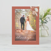 Terracotta Brown Bohemische Flora Rustikale Hochze Dankeskarte (Stehend Vorderseite)