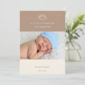 Terracotta Brown Boho Photo Baby Announcement Card Einladung (Stehend Vorderseite)