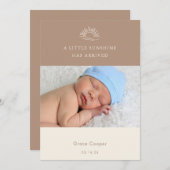 Terracotta Brown Boho Photo Baby Announcement Card Einladung (Vorne/Hinten)
