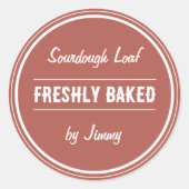 Terracotta Brown | Freshly Baklet by Runder Aufkleber (Vorderseite)