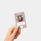 Terracotta Brown Lines Unique Employee Foto ID Ausweis (Handheld)