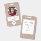 Terracotta Brown Lines Unique Employee Foto ID Ausweis (Vorder- & Rückseite)