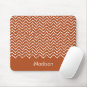 Terracotta Brown Squiggly Chevron Zigzag Pattern Mousepad (Mit Mouse)