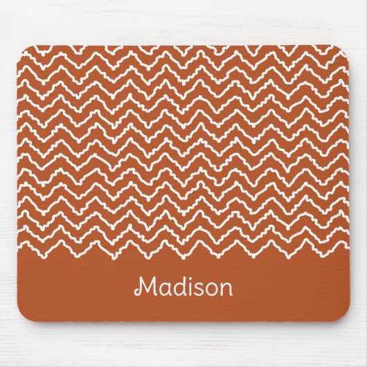 Terracotta Brown Squiggly Chevron Zigzag Pattern Mousepad (Vorne)