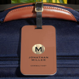 Terracotta Brushed Gold Monogram Gepäckanhänger