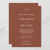 Terracotta Budget Erschwingliche Hochzeit Einladun Einladung (Vorne/Hinten)