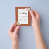 Terracotta Budget Hochzeit Einladung Pink Peony Flyer (Gruppe)