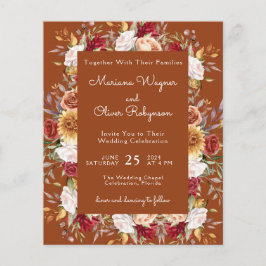 Terracotta Budget Moderne Herbstblumenhochzeit