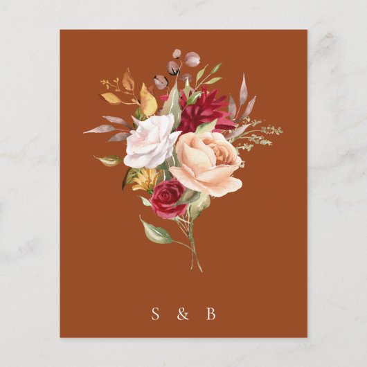 Terracotta Budget Romantic Fall Floral Wedge (Rückseite)