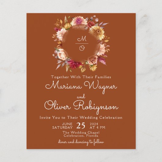 Terracotta Budget Romantic Fall Floral Wedge (Vorderseite)