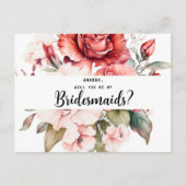 Terracotta Burgundy Blush Floral Bridesmaid Postkarte (Vorderseite)