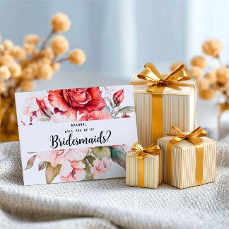 Terracotta Burgundy Blush Floral Bridesmaid Postkarte