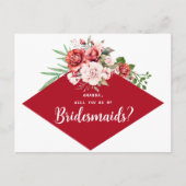 Terracotta Burgundy Blush Floral Bridesmaid Postkarte (Vorderseite)