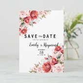 Terracotta Burgundy Blush Floral QR Code Wedding  Save The Date (Stehend Vorderseite)