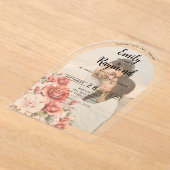 Terracotta Burgundy Blush Floral Wedding Arch Acryleinladungen (Ablage )