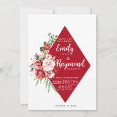 Terracotta Burgundy Blush Floral Wedding Einladung (Vorderseite)