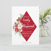 Terracotta Burgundy Blush Floral Wedding Einladung (Stehend Vorderseite)