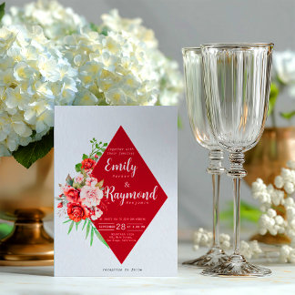 Terracotta Burgundy Blush Floral Wedding Einladung