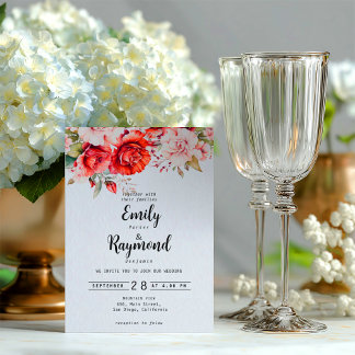 Terracotta Burgundy Blush Floral Wedding  Einladung