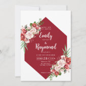 Terracotta Burgundy Blush Floral Wedding Einladung (Vorderseite)