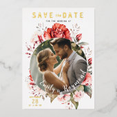 Terracotta Burgundy Blush Floral Wedding Photo  Folieneinladung (Vorderseite)