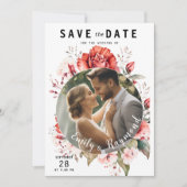 Terracotta Burgundy Blush Floral Wedding Photo Save The Date (Vorderseite)