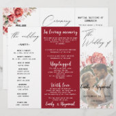 Terracotta Burgundy Blush Floral Wedding  Program (Vorne/Hinten)