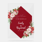 Terracotta Burgundy Blush Floral Wedding Welcome  Acrylschild (Vorderseite)