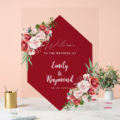 Terracotta Burgundy Blush Floral Wedding Welcome Acrylschild (Hochzeit)