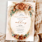 Terracotta burgundy eucalyptus and pampas gras einladung