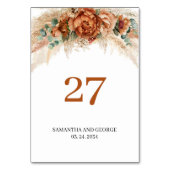 Terracotta burgundy eucalyptus and pampas gras tischnummer (Rückseite)