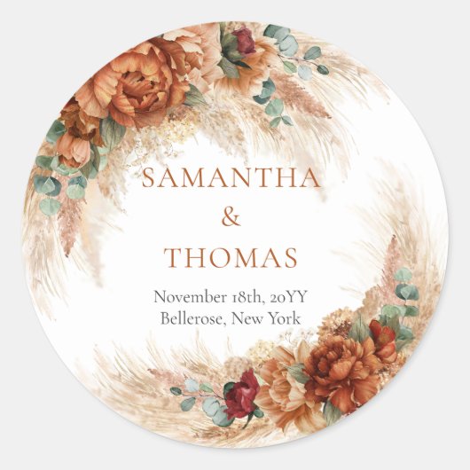 Terracotta burgundy eucalyptus and pampas Stickers (Vorderseite)