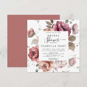Terracotta Burgundy Fall Boho Brautparty Einladung
