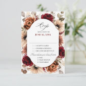 Terracotta Burgundy Greenery Geometric Wedding RSVP Karte (Stehend Vorderseite)