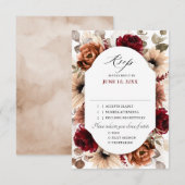 Terracotta Burgundy Greenery Geometric Wedding RSVP Karte (Vorne/Hinten)