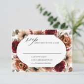 Terracotta Burgundy Greenery Geometric Wedding RSVP Karte (Stehend Vorderseite)