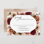 Terracotta Burgundy Greenery Geometric Wedding RSVP Karte (Vorne/Hinten)
