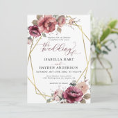 Terracotta Burgundy Hochzeit im Herbst Einladung (Stehend Vorderseite)