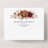 Terracotta Burgundy Mauve Floral Geometric Wedding All In One Einladung (Rückseite)