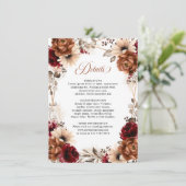 Terracotta Burgundy Mauve Floral Geometric Wedding Begleitkarte (Stehend Vorderseite)