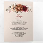 Terracotta Burgundy Mauve Floral Geometric Wedding Dreifach Gefaltete Ankündigung (Innen Erste Seite)
