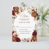 Terracotta Burgundy Mauve Floral Geometric Wedding RSVP Karte (Stehend Vorderseite)