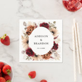 Terracotta Burgundy Mauve Floral Geometric Wedding Serviette (Beispiel)