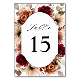 Terracotta Burgundy Mauve Floral Geometric Wedding Tischnummer