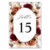 Terracotta Burgundy Mauve Floral Geometric Wedding Tischnummer (Vorderseite)