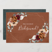 Terracotta Burgundy werden Sie meine Bridesmaid In Einladung (Vorne/Hinten)