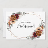 Terracotta Burgundy wird meine Bridesmaid sein Einladung (Vorderseite)
