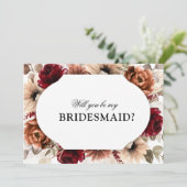 Terracotta Burgundy wird meine Bridesmaid sein Einladung (Stehend Vorderseite)
